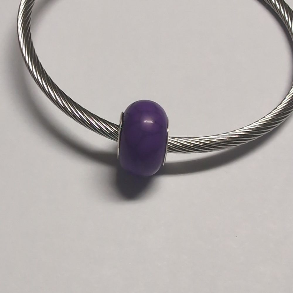Crackled Purple Charm for‎ Pandora Style Bracelet